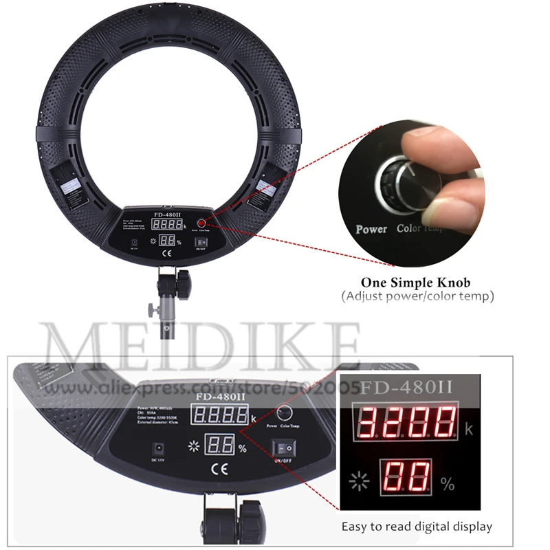 مصباح حلقي LED طراز FD-480II ل - مراجعة Beauty Makeup Video وسعره