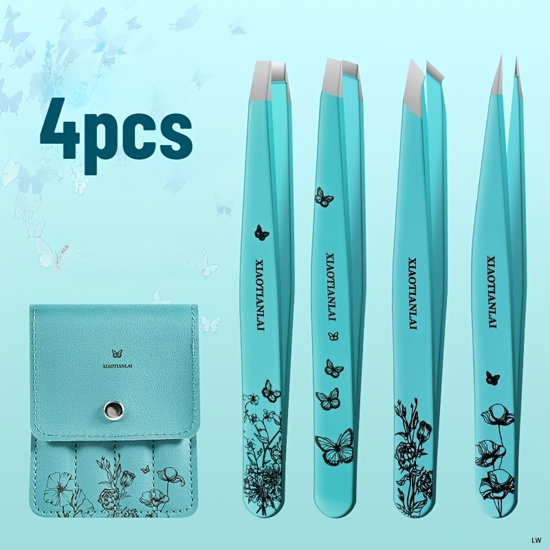 4 قطع ملاقط حواجب زرقاء على شك - مراجعة Beauty Makeup Bag وسعره